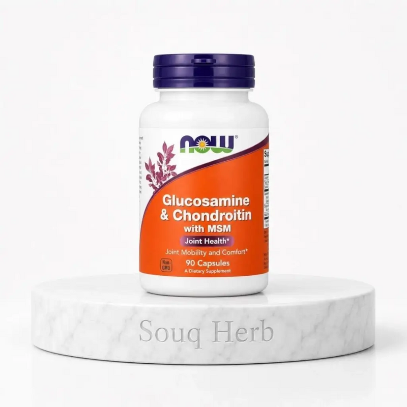 كبسولات جلوكوزامين وشوندرويتين مع MSM لدعم صحة المفاصل 90 كبسولة من سوق هيرب مصر - NOW Glucosamine & Chondroitin with MSM capsules for joint health 90 Capsules from Souq Herb Egypt