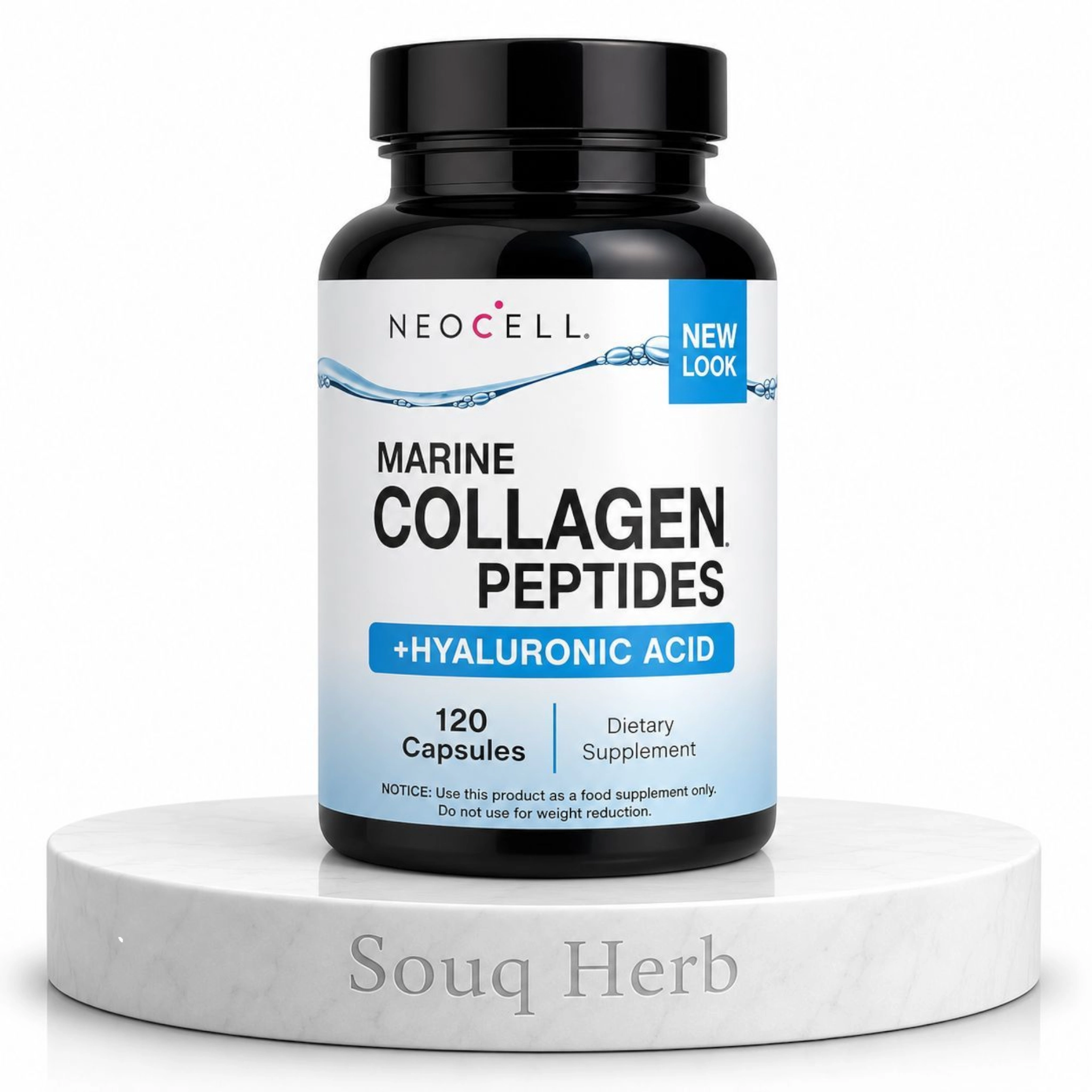 كولاجين بحري نيوسيل Marine Collagen Peptides مع حمض الهيالورونيك 120 كبسولة NeoCell - سوق هيرب مصر