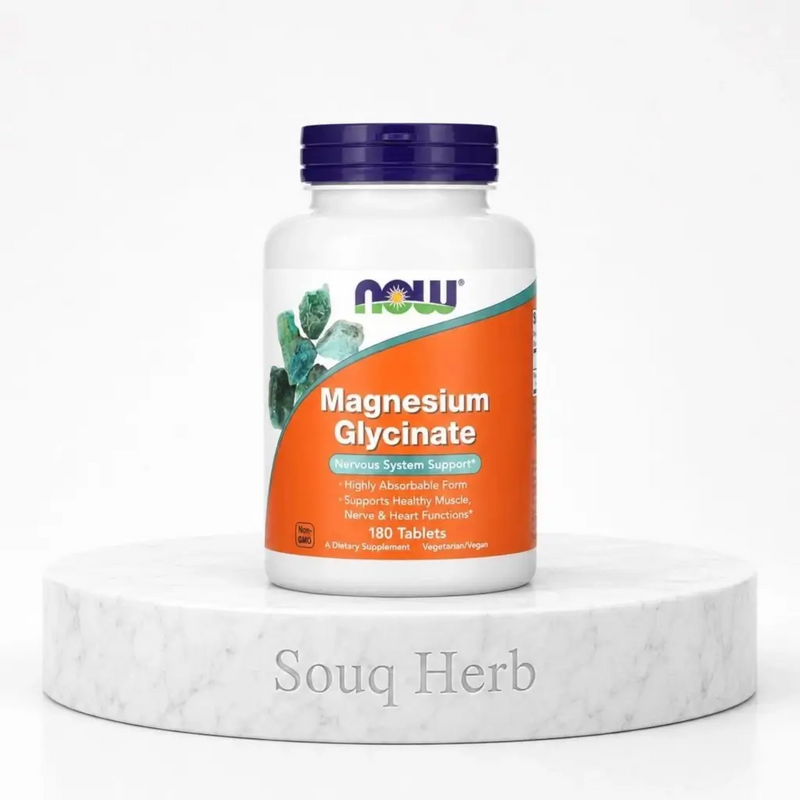 أقراص ماغنسيوم جليسينات ناو فودز الأصلية في مصر من سوق هيرب | NOW Foods Magnesium Glycinate tablets from Souq Herb Egypt