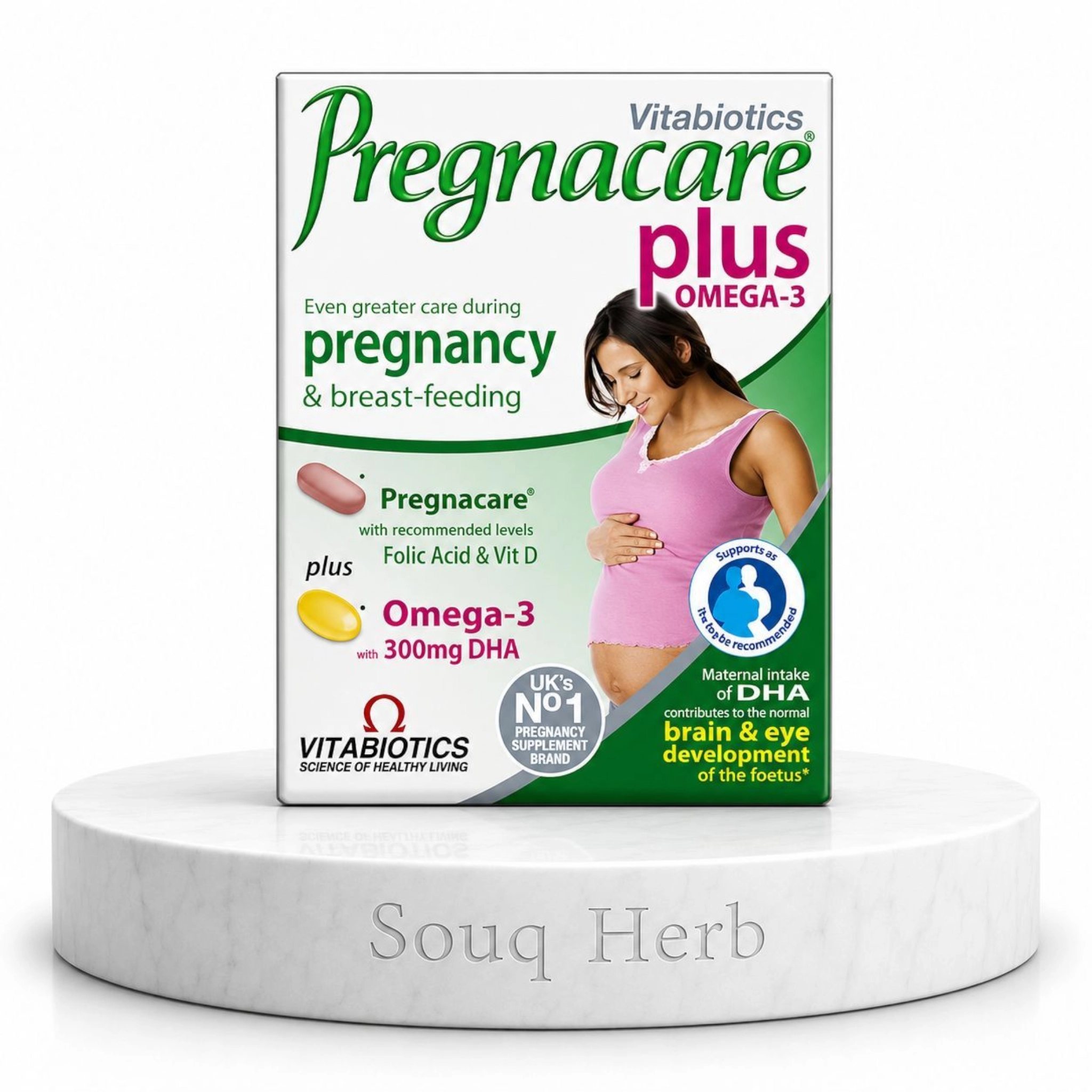 فيتامينات بريجناكير بلس مع أوميجا 3 للحامل Vitabiotics Pregnacare Plus مكمل غذائي مرحلة الحمل والرضاعة من متجر سوق هيرب مصر Souq Herb
