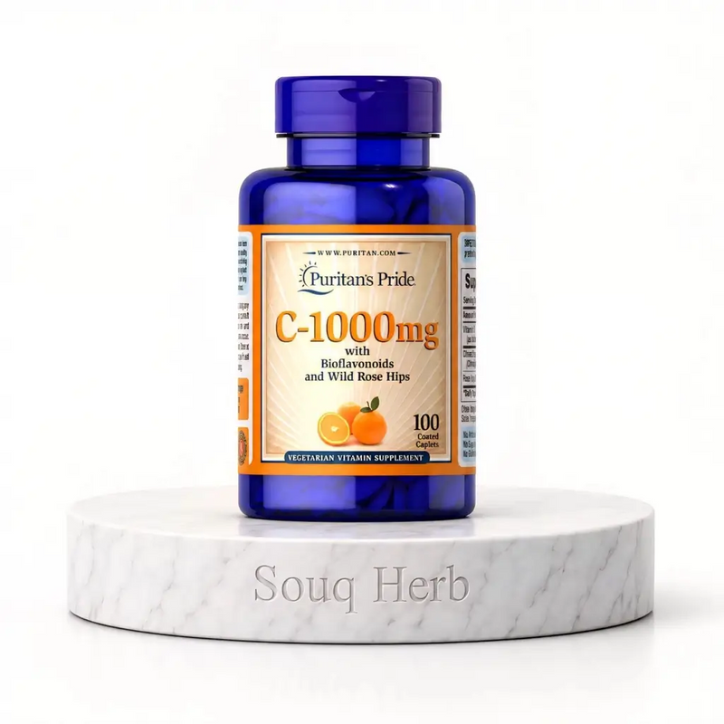 حبوب فيتامين سي 1000 ملجم بيورتانز برايد الأصلية في مصر من سوق هيرب | Puritan's Pride Vitamin C 1000 mg caplets from Souq Herb Egypt
