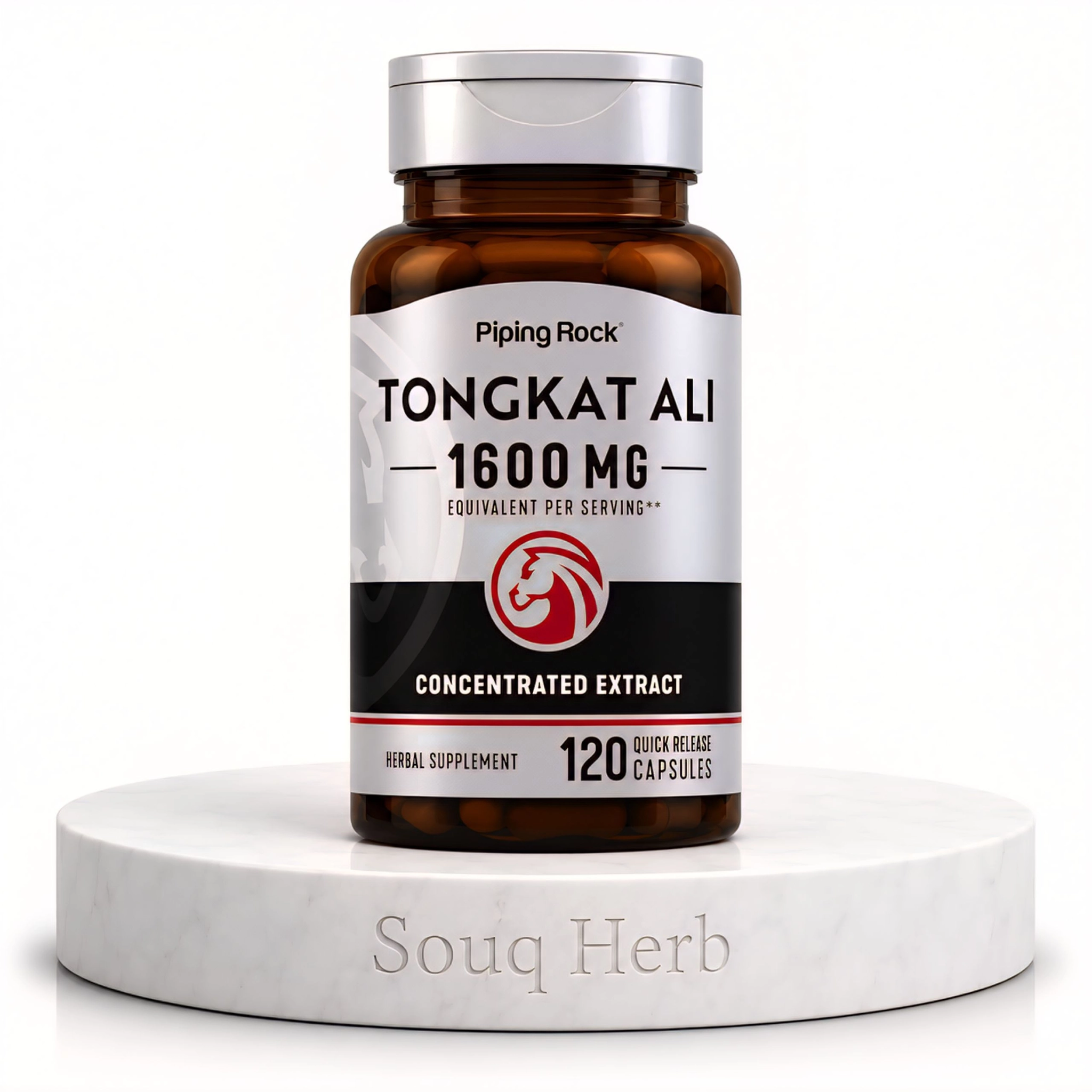 مكمل تونجكات علي Piping Rock Tongkat Ali 1600 mg 120 Capsules لزيادة التستوستيرون ودعم الطاقة للرجال Testosterone & Energy Support - سوق هيرب مصر