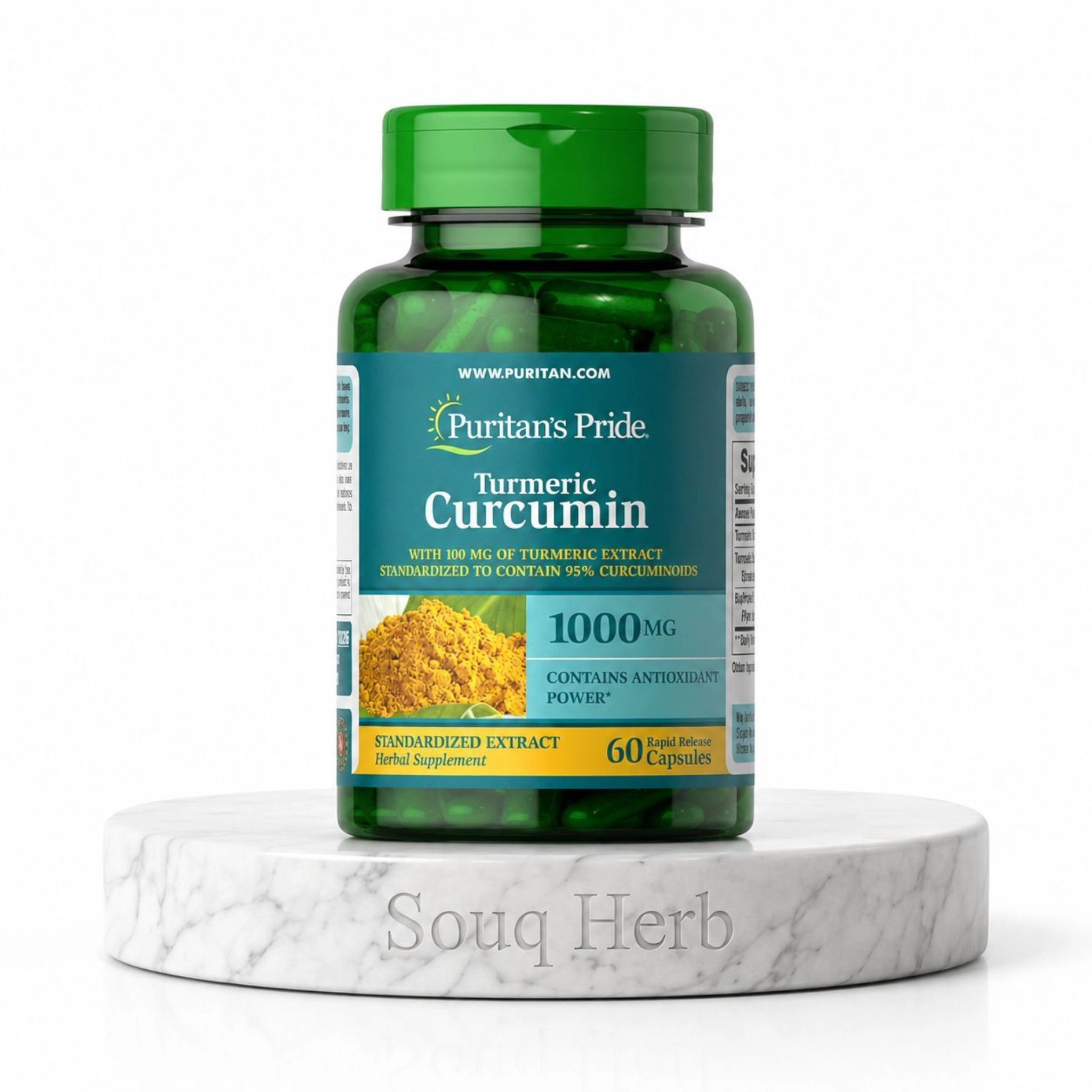 مكمل كركمين Puritan's Pride Turmeric Curcumin 1000 mg 60 Capsules مضاد للالتهابات ودعم المفاصل Antioxidant & Joint Support - سوق هيرب مصر